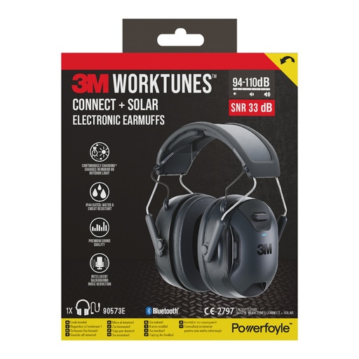 [1469225] Oorkap 3M WorkTunes Connect en Solar Bluetooth 33dB zwart
