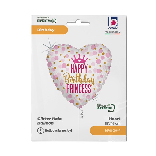 [1465883] Folieballon Birthday prinses 45cm