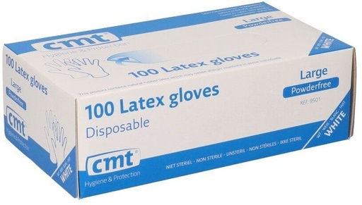 [1469085] Handschoen CMT L latex poedervrij wit 100 stuks