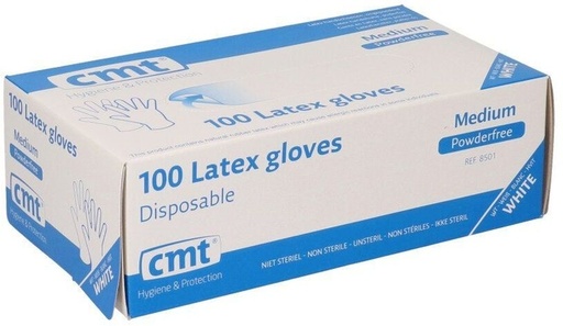 [1469112] Handschoen CMT M latex poedervrij wit 100 stuks