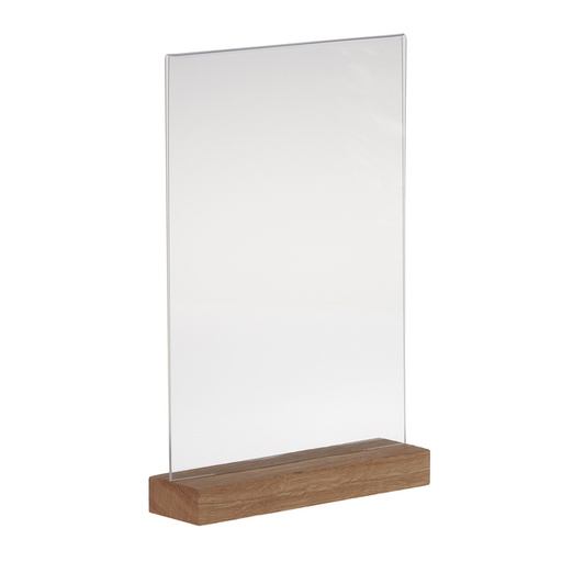 [1473129] Kaarthouder Europel acryl met houten voet A4 staand