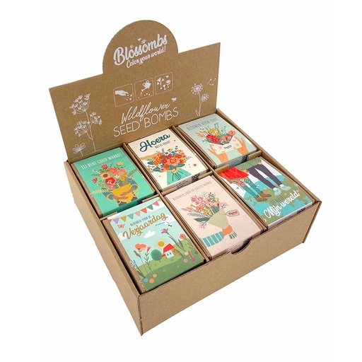 [1474242] Giftbox Blossombs bloemen assorti display à 24 zaadbommetjes