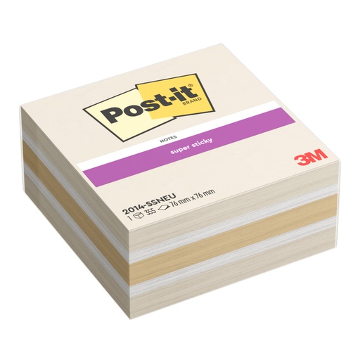 [1474205] Memoblok Post-it 2014 Super Sticky 76x76mm kubus Neutrality 355 vel