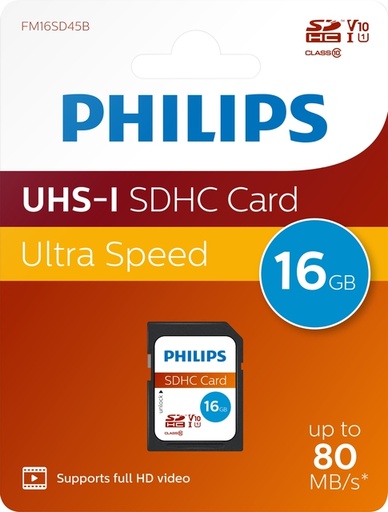 [1469742] Geheugenkaart Philips Ultra Speed SDHC Class 10 UHS-I U1 16GB