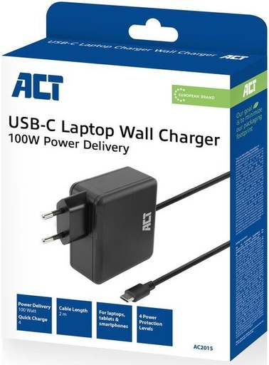 [1468891] Laptoplader ACT USB-C 100W PD 2 meter