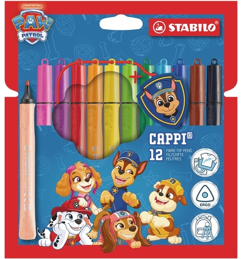 [1468923] Viltstift STABILO Cappi + badge PAW Patrol 12st