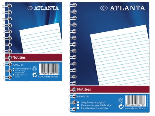 [040117] Notitieboek Djois Atlanta A7 lijn 100pagina's met zijspiraal