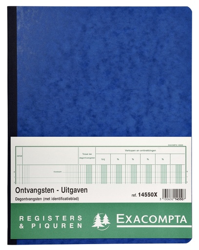 [010402] Register Piqure dagontvangsten 320x250mm 80vel assorti