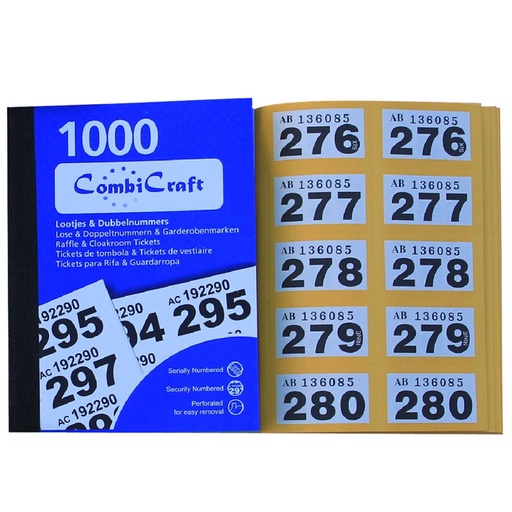 [062540] Nummerblok 1-1000 assorti 6 stuks