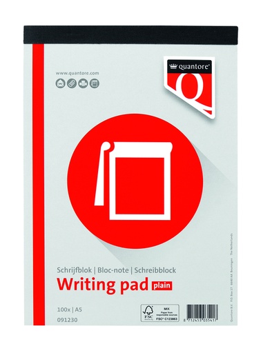 [091230] Schrijfblok Quantore A5 blanco 100vel 60 gr