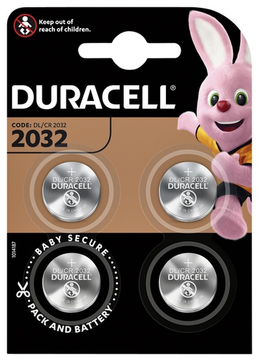 [413592] Batterij Duracell knoopcel 4xCR2032 lithium Ø20mm 3V-180mAh