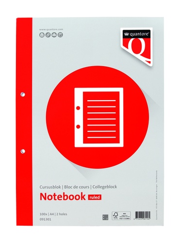 [091301] Cursusblok Quantore A4 lijn met kantlijn 100vel 80gr