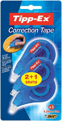 [416159] Correctieroller Tipp-ex zijwaarts 4.2mmx12m blister 2+1 gratis