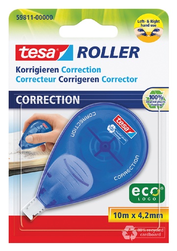 [416514] Correctieroller tesa® ecoLogo® rechts & linkshandig 10mx4,2mm blister