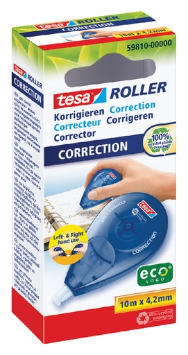 [416567] Correctietape tesa® ecoLogo® rechts & linkshandig  10mx4,2mm hangdoosje