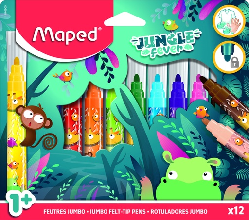 [1430644] Viltstift Maped Jungle Fever Jumbo set 12 kleuren