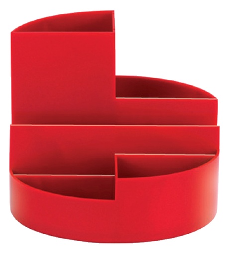 [105989] Pennenkoker MAUL roundbox 7 vakken Ø140x125mm rood