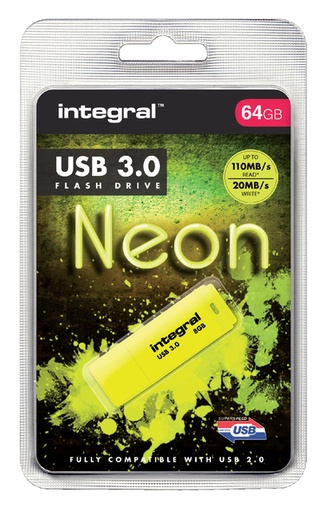 [435292] USB-stick 3.0 Integral 64GB neon geel