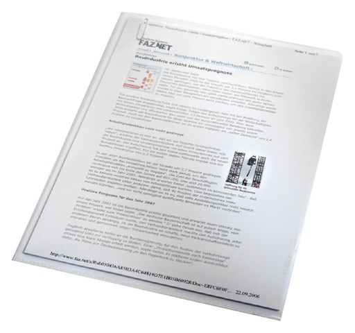 [502965] Insteekmap L-model Leitz Premium 0.13mm PP A4 transparant 100 stuks