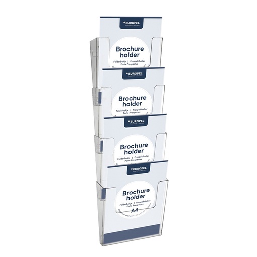 [506454] Folderhouder Europel 4 x A4 wand staand koppelbaar transparant 4 stuks