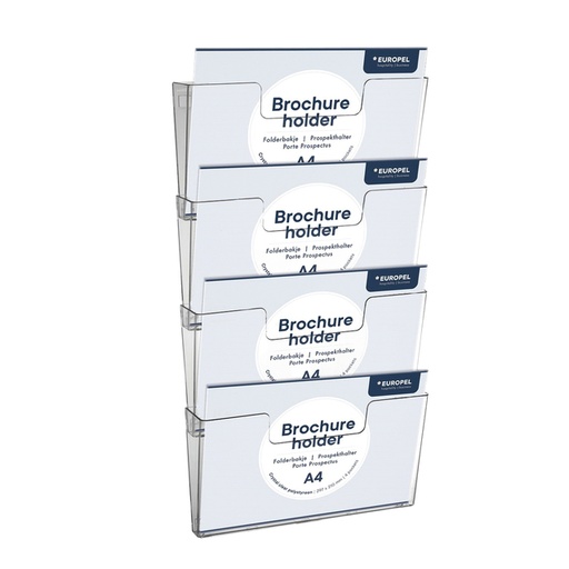[506455] Folderhouder Europel 4x A4 wand liggend koppelbaar transparant 4 stuks