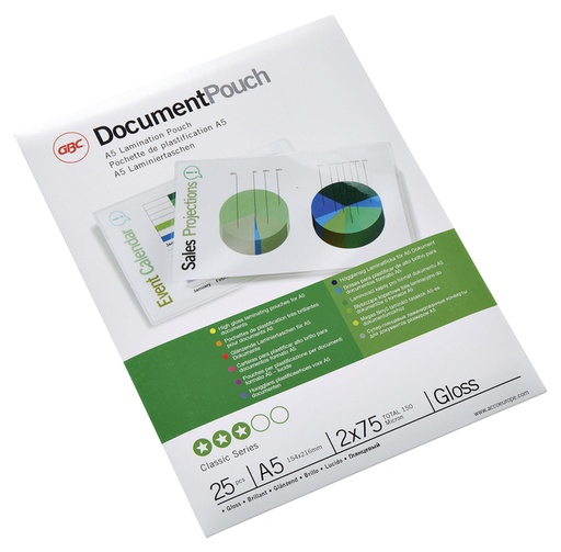 [535386] Lamineerhoes GBC A5 2x75micron document 25 stuks