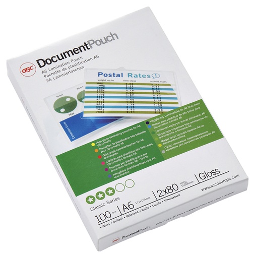[535387] Lamineerhoes GBC A6 2x80micron document 100 stuks