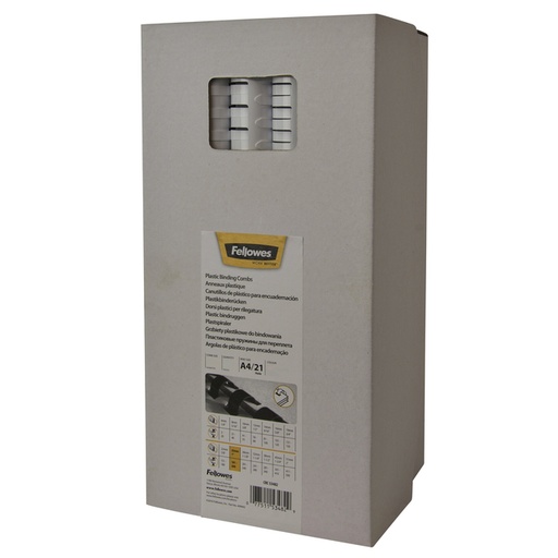 [535760] Bindrug Fellowes 14mm 21rings A4 wit 100 stuks