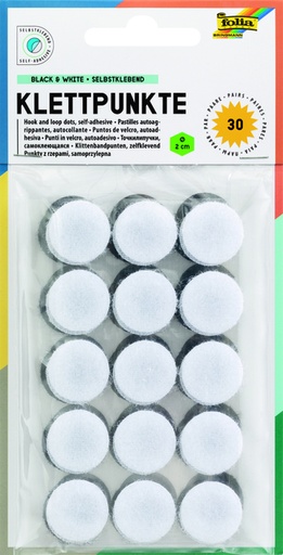 [580050] Klittenband Folia rond 2cm 15 stuks zwart 15 stuks wit
