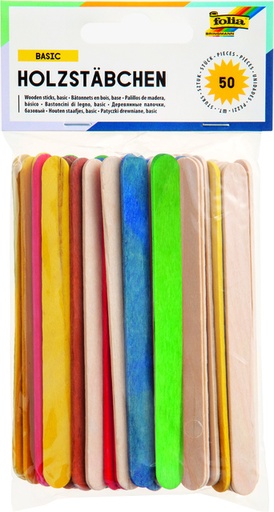 [580051] Stokje Folia hout assorti 50 stuks