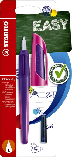 [600468] Vulpen STABILO Easybuddy linkshandig medium paars/magenta blister à 1 stuk