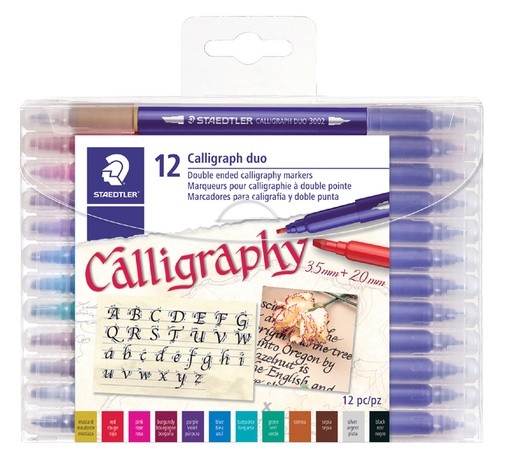 [600626] Kalligrafiepen Staedtler duo punt 2.0 en 3.5mm 12 kleuren